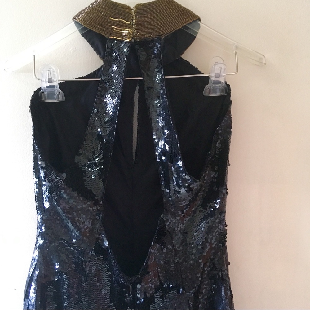 Vintage Black Cocktail Dress With Bronze Beads - Picture 5 of 6
